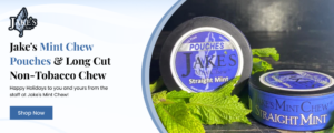 Jakes Mint Chew Pouches and Long Cut Non Tobacco Chew 300x120